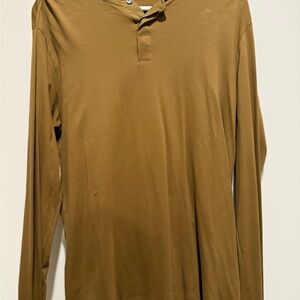 Theory Men's Long-Sleeve Polo in Camel Brown